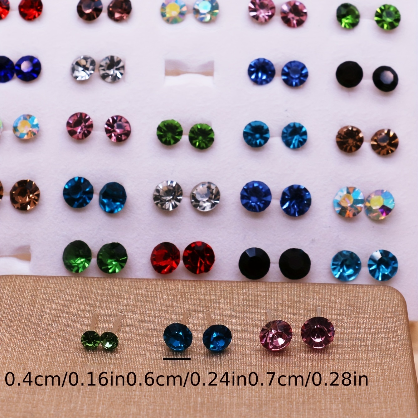 100 Pairs Colorful Rhinestones Plastic Glue Needle Earrings Set
